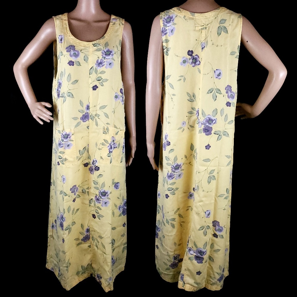 Nordstrom Women Dress Buttons Sides Maxi Floral Size L